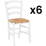 Conjuntos de 6 sillas blancas de madera rústico 