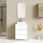 Muebles blancos de baño rebajados con acabado mate de materiales sostenibles 
