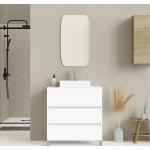 Muebles blancos de baño rebajados con acabado mate de materiales sostenibles 