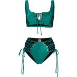 Bikinis completos verdes de poliamida rebajados metálico con lazo para mujer 
