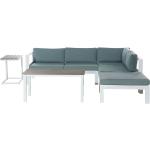 Conjunto de sala de estar 5 plazas de metal blanco madera clara verde menta cojines mesa Messina - Blanco