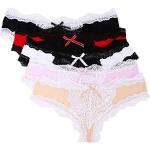 Conjunto de lencería sexy de encaje para mujer, de algodón, tanga, suaves, estilo hipster, S02-negro + blanco + rosa + rojo + albaricoque, M