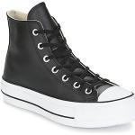 Sneakers altas negros de cuero rebajados Converse Chuck Taylor talla 37,5 para mujer 