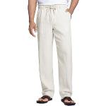 Pantalones blancos de algodón de lino de verano talla L para hombre 
