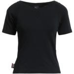 Camisetas negras de algodón de manga corta manga corta con cuello barco de punto talla XS para mujer 