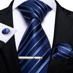 Corbatas azul marino de seda de seda formales con rayas talla M para hombre 