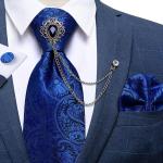 Corbatas azul marino de seda de seda con borlas talla M para hombre 