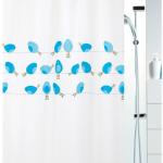 colección Birdy , Cortina de ducha textil 180 x 200, 100% polyester, Azul - Spirella