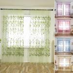 Persianas & cortinas transparentes de poliester con motivo de flores 