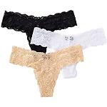 Cosabella Women's Never Say Never Cutie 3 Pack Thong Panties, Black/White/Nude, One Size