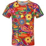 Camisetas multicolor para fiesta hippie floreadas talla L para hombre 