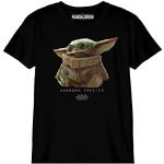 Camisetas negras de algodón de manga corta infantiles Star Wars Yoda Baby Yoda Cotton Division 10 años 