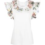 Camisetas estampada blancas de algodón rebajadas con cuello redondo floreadas Chloé See by Chloé con volantes con motivo de flores talla M para mujer 