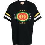 Camisetas estampada negras de algodón manga corta con cuello redondo con logo Gucci talla S para hombre 