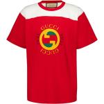 Camisetas rojas de algodón de manga corta manga corta con cuello redondo con logo Gucci para hombre 