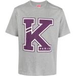 Camisetas grises de algodón de manga corta rebajadas manga corta con cuello redondo con logo KENZO Logo para hombre 