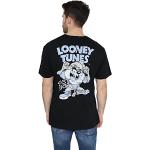 Camisetas deportivas negras de algodón Looney Tunes Taz tallas grandes manga corta con cuello redondo transpirables informales talla XXL para hombre 