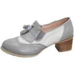 Zapatos derby grises de cuero formales Crazycatz con borlas talla 41 para mujer 