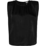 Tops negros de poliester rebajados sin mangas con cuello redondo DKNY fruncido talla XL para mujer 