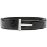 Cinturones negros de piel de cocodrilo con hebilla  largo 105 con logo Tom Ford para hombre 