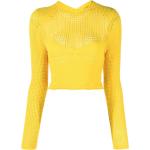 Jerséis amarillos de poliamida cuello redondo rebajados manga larga con cuello redondo de punto Ambush con crochet para mujer 
