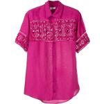 Camisas rosas de lino de lino  manga corta Amir Slama con crochet para hombre 