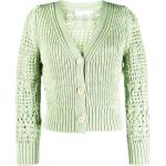 Cárdigans verdes de poliester rebajados manga larga con escote V de punto con crochet talla M de materiales sostenibles para mujer 