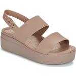 Sandalias beige de caucho rebajadas de verano con tacón de 5 a 7cm Crocs talla 35 para mujer 