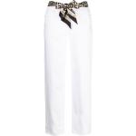 Jeans stretch blancos de algodón rebajados ancho W27 largo L28 Elisabetta Franchi con cinturón para mujer 