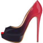 Zapatos peep toe grises de cuero con tacón más de 9cm color gradiente para mujer 