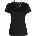 Camisetas negras de algodón de manga corta rebajadas manga corta con cuello redondo con logo PINKO talla XS para mujer 