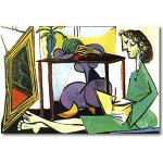 Cuadro Decoratt: Interior con muchacha dibujando - Pablo Picasso 37x25cm. Cuadro de impresión directa.
