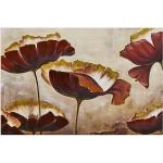 Cuadro lienzo de flores fotoimpreso de madera marrón de 120x80 cm