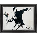 Cuadros negros de hierro de flores Banksy contemporáneo floreados Conkrea 