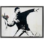 Cuadros negros de hierro de flores Banksy modernos floreados Conkrea 