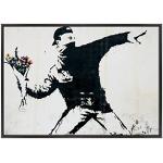 Cuadros negros de hierro de flores Banksy modernos floreados Conkrea 