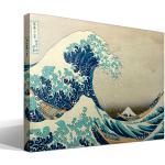 Cuadro wallart - La Gran Ola de Kanagawa de Katsushika Hokusai - Impresión sobre Lienzo de Algodón 100% - Bastidor de Madera 3x3cm - Ancho: 55cm - Alto: 40cm