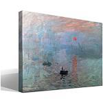 Cuadro wallart Sol Naciente - Oscar-Claude Monet - Ancho: 75cm - Alto: 55cm - Impresión sobre Lienzo de Algodón - Bastidor de madera 3x3cm - reproducción digital de obras de arte
