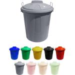 Cubo Basura de plástico con Tapadera Cubo almacenaje y reciclar - color :Gris - 100 litros (Gris) - Gris