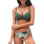 Bikinis completos verdes lavable a mano floreados con motivo de flores talla XL en 75D para mujer 