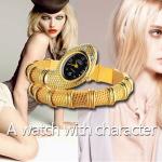 Relojes multicolor de acero inoxidable de pulsera ovalados impermeables Cuarzo informales serpiente para mujer 