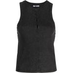Tops negros de algodón rebajados sin mangas con cuello redondo DKNY talla L para mujer 