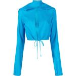 Chaquetas azules de viscosa con capucha  rebajadas manga larga con cuello alto talla M para mujer 