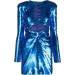 Vestidos azules de poliester de manga larga rebajados manga larga fruncido talla M para mujer 