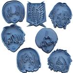 Cuticuter Shingeki No Kyojin Pack Cortador de Galletas, Plástico, Azul, 16x14x1.5 cm, 7 Unidades