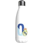 CYPBRANDS Botella Personalizable Blanca DE Acero 550ML Real Madrid, Unisex niños, Plata, Diseño Letra Q