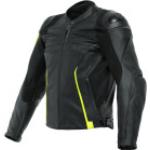 Dainese VR46 Curb, chaqueta de cuero 60 male Negro/Amarillo Neón