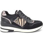 D'ANGELA 22043 Deportivo Sneaker Estampado Zebra con cuña Muy cómodo para: Mujer Color: Negro Talla: 39
