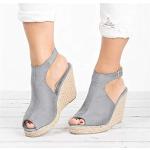 Sandalias grises de goma con plataforma de punta abierta talla 37 para mujer 