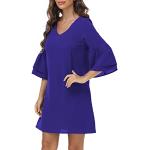 Vestidos azules de gasa de verano tallas grandes tres cuartos informales talla XXL para mujer 
